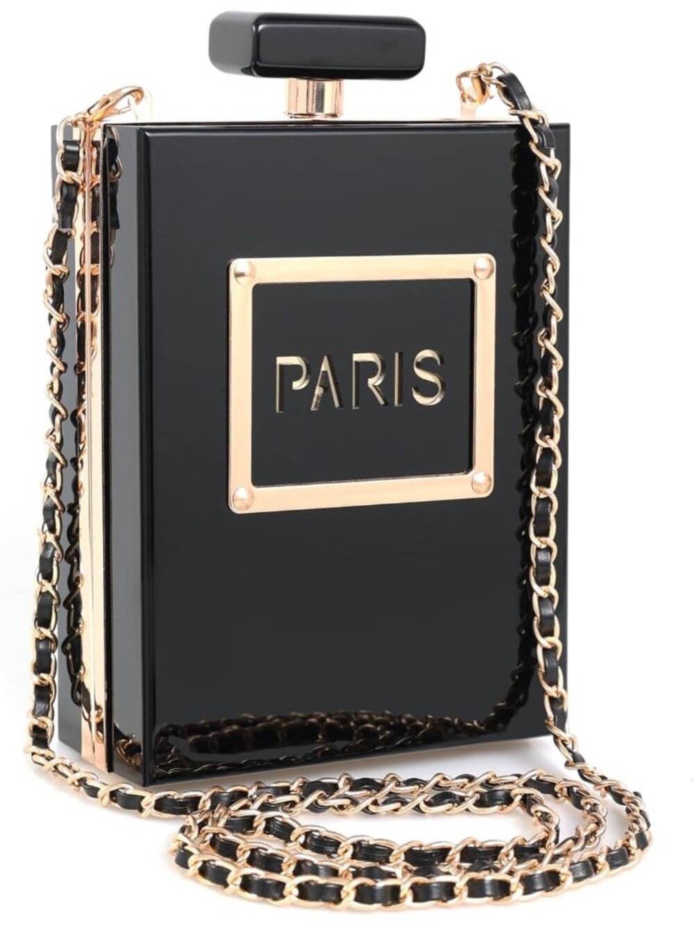 Women's Black Vintage Paris Stylish Mini Clutch Bag Chain Party Crossbody Purse